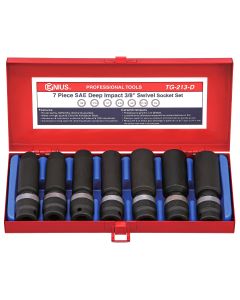 7-Piece SAE Deep Swivel Impact Socket Set - Genius Tools