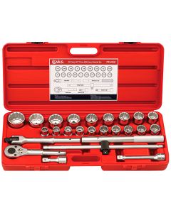 25-Piece SAE Hand Socket Set - Durable CR-Mo 12-Point