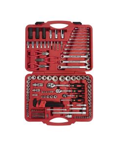 Genius Tools Master Socket and Ratchet Set 161 Piece Metric and SAE 1/4 Inch, 3/8 Inch, and 1/2 Inch Drive with Soft Plastic Handles - AC234161S