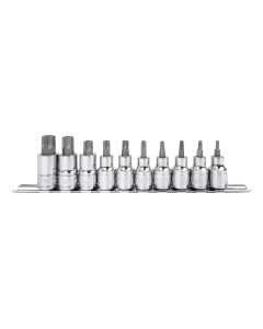 Tamperproof Star Bit Socket Set - 10 Piece, 1/2 Drive