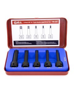 Triple Square Impact Bit Set - 5 Piece, CR-Mo, 3/8 Dr.