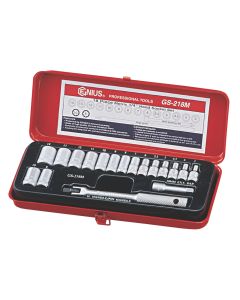 18-Piece Metric Socket Set - Genius Tools GS-218M