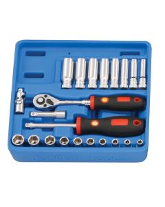 22-Piece Metric Deep Socket Set - Genius Tools GS-222M