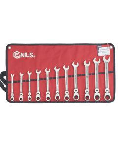 11-Piece Flex Head Ratcheting Wrench Set - Stainless Steel