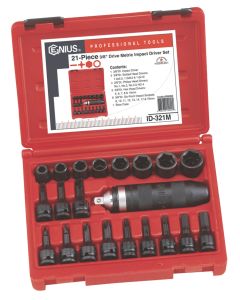 21-Piece Metric Impact Driver Set - Durable CR-Mo
