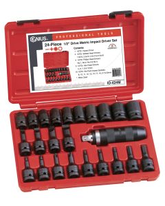 24-Piece Metric Impact Driver Set - Durable CR-Mo