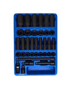 35-Piece Metric Deep Impact Socket Set - Genius Tools