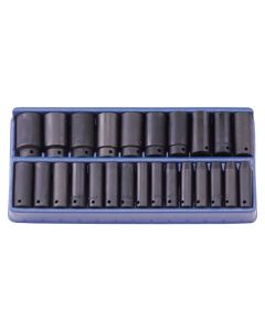 25-Piece Metric Deep Impact Socket Set - Genius Tools