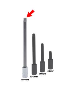 Genius Tools 1/4" Dr. T-10 Tamperproof Star Bit Socket 140mmL - 208+7610
