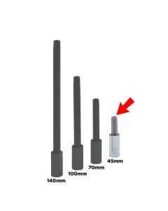 Genius Tools 1/4" Dr. T-10 Tamperproof Star Bit Socket 45mmL - 208+7110