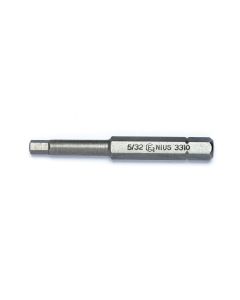 Genius Tools 5/32" Hex Screwdriver Bit, 1/4" Shank, 56mmL - 3310
