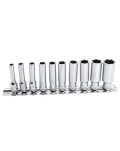 Genius Tools 10 Piece 1/4" Dr. SAE Deep Hand Socket Set - GD-210S