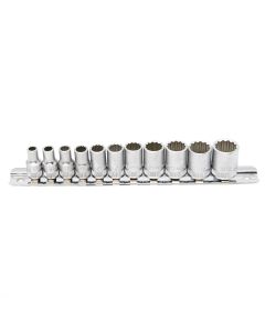 Genius Tools 11pc 1/4" Dr. Metric Socket Set, Cr-V Steel, TW-211M