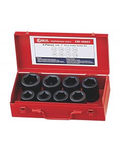 Genius Tools 8 Piece 1" Dr. SAE Impact Socket Set (CR-Mo) - CM-108S3
