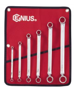 Genius Tools 6 Piece SAE Double Ended Offset Ring Wrench Set (Mirror Finish) - DE-706S