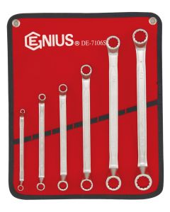 Genius Tools 6 Piece SAE Double Ended Offset Ring Wrench Set (Matte Finish) - DE-7106S