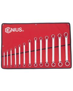 Genius Tools 13 Piece Metric Double Ended Offset Ring Wrench Set (Mirror Finish) - DE-713M