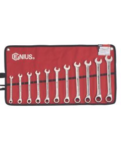 Genius Tools 11 Piece Stainless Steel Metric Combination Ratcheting Wrench Set GW-7108S