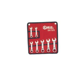 Genius Tools 7 Piece SAE Stubby Combination Ratcheting Wrench Set - GW-7707S